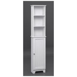 Contemporary Country 13.5 in. W x 8 in. D x 65 in. H Free Standing Floor Shelf with Lower Cabinet in White - Super Arbor