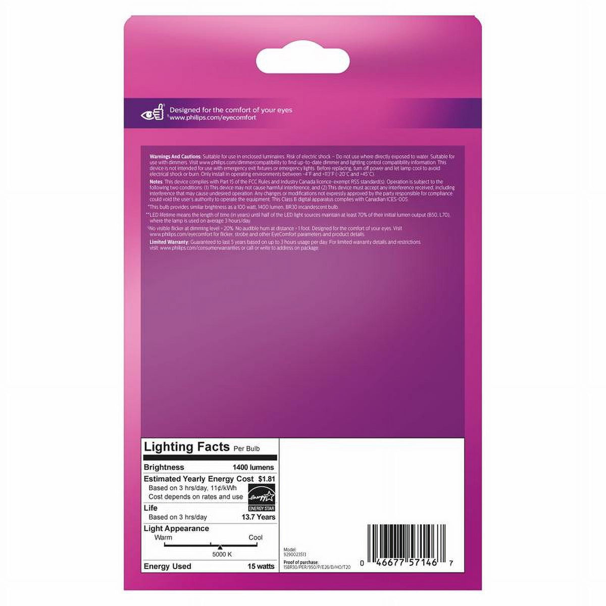 Philips 100-Watt Equivalent BR30 Dimmable LED Light Bulb, Daylight 5000K (1 Bulb)