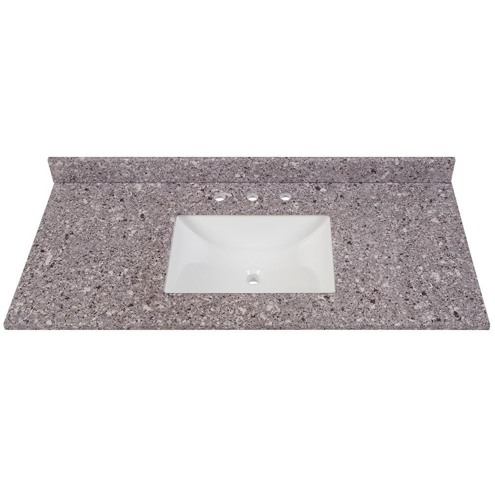 37 in. W x 22 in. D Stone Effects Vanity Top in Cold Fusion with White Sink - Super Arbor