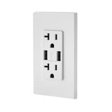 Decora 20 Amp 125-Volt Combination Duplex Outlet and USB Outlet, White - Super Arbor