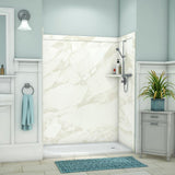 Royale 36 in. x 60 in. x 80 in. 11-Piece Easy Up Adhesive Alcove Bathtub/Shower Wall Surround in Calacatta White - Super Arbor
