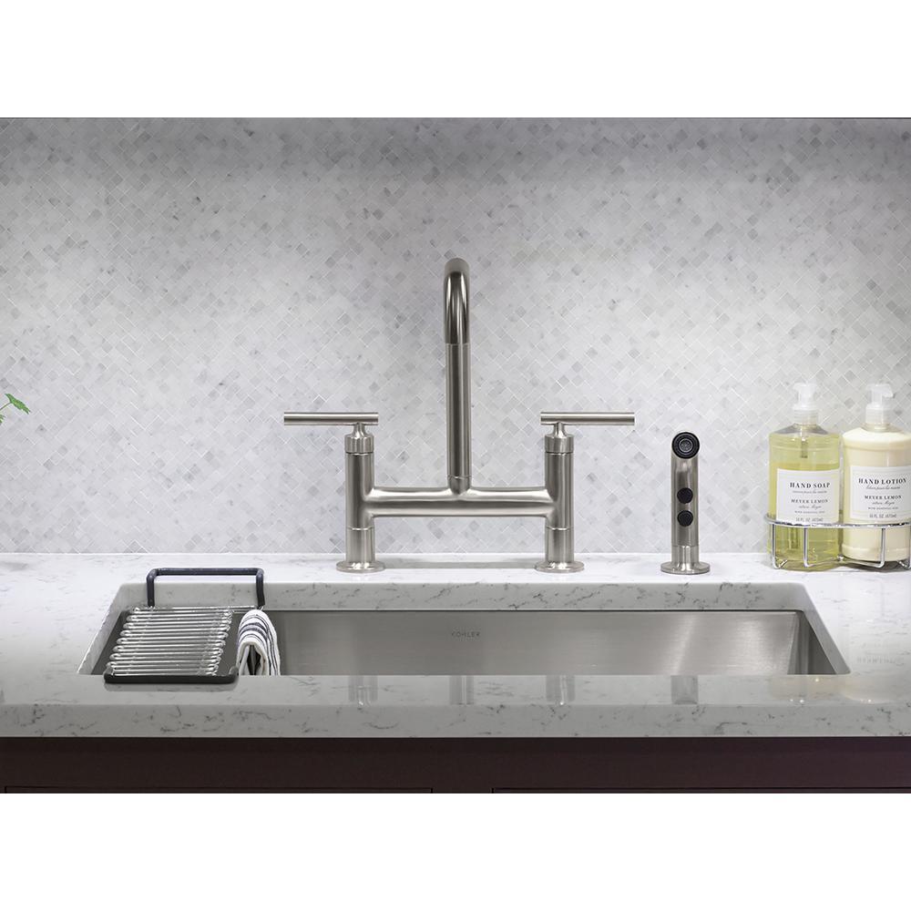 Strive Undermount Stainless Steel 29 in. Single Bowl Kitchen Sink Kit with Sink Rack - Super Arbor