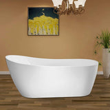 Clermont 59 in. Acrylic Freestanding Flatbottom Bathtub in White - Super Arbor