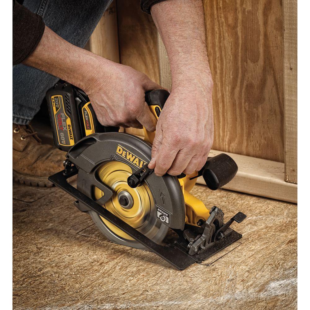 FLEXVOLT 60-Volt MAX Lithium-Ion Cordless Brushless 7-1/4 in. Circular Saw with Battery 2Ah, 1-Hour Charger and Case - Super Arbor