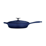 Gourmet 10 in. Porcelain-Enameled Cast Iron Skillet in Gradated Cobalt with Lid