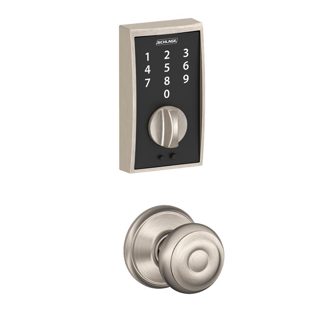 Century Touch Electronic Door Lock Deadbolt and Georgian Knob in Matte Black - Super Arbor