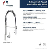 Keeney Studio Polished Chrome 1-Handle Deck-Mount Pull-Down Handle Kitchen Faucet