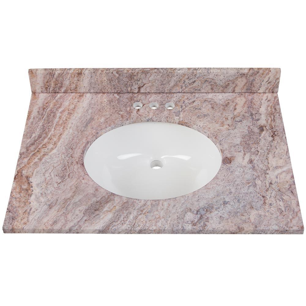 31 in. x 22 in. Stone Effects Vanity Top in Cascade with White Sink - Super Arbor