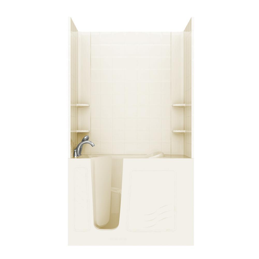 Rampart Nova Heated 5 ft. Walk-in Whirlpool and Air Bathtub with 6 in. Tile Easy Up Adhesive Wall Surround in White - Super Arbor