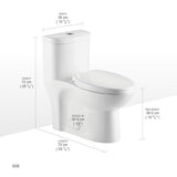 1-Piece 1.1 GPF /1.6 GPF Dual Flush High Efficiency Elongated Toilet in White Seat Included - Super Arbor