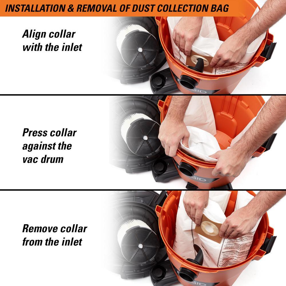 High-Efficiency Size A Dust Bags for 12 Gal. to 16 Gal. RIDGID Wet/Dry Vacs (2-Pack) - Super Arbor