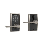 Schlage Century Touch Electronic Door Lock Deadbolt and Latitude Lever, Matte Black