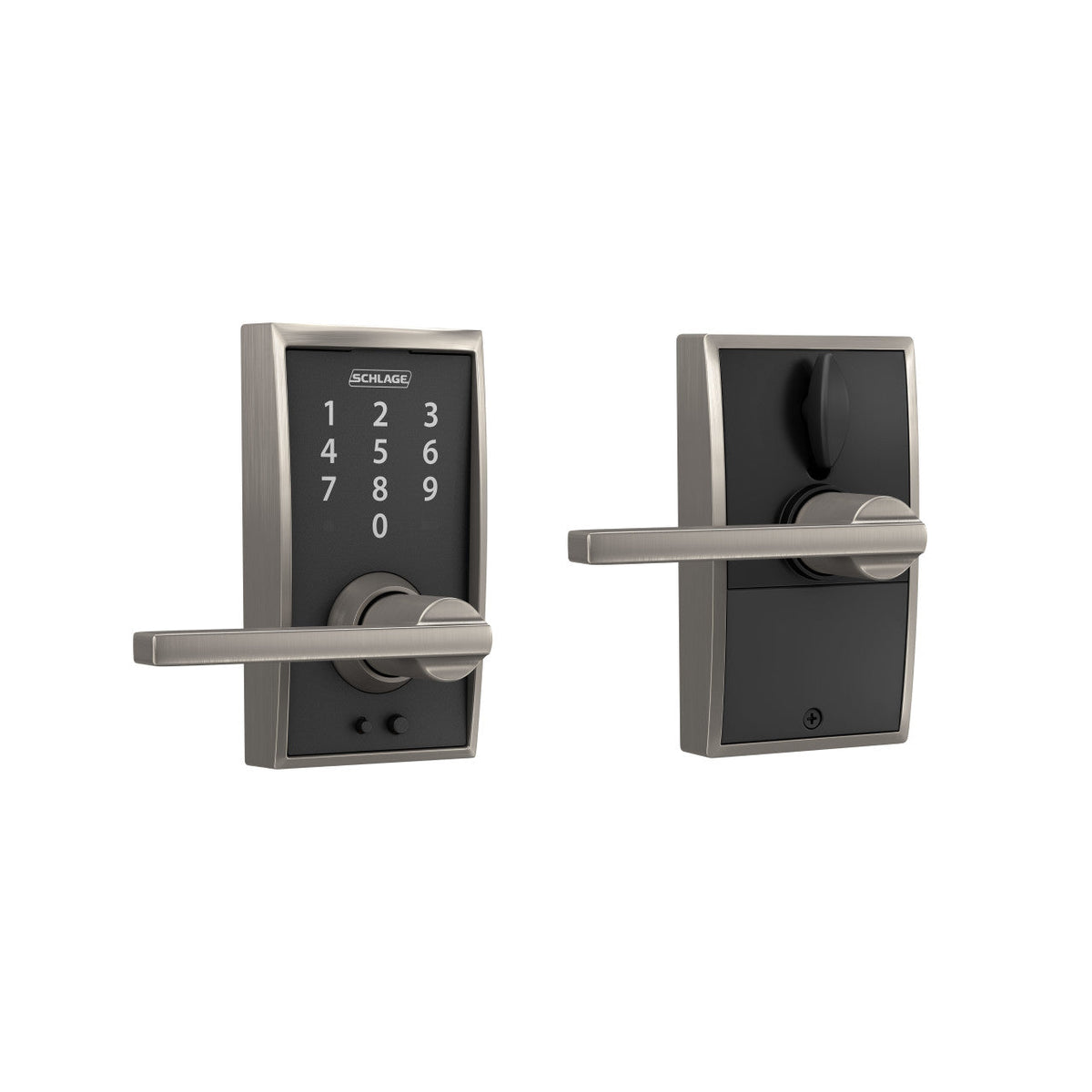 Schlage Century Touch Electronic Door Lock Deadbolt and Latitude Lever, Matte Black