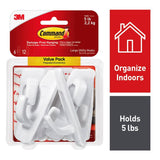 3M Command Large Utility Hooks, White, Damage-Free Indoor Organization, 6 Hooks