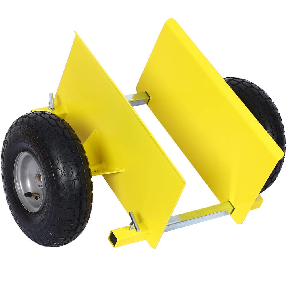 10 in. Yellow Lumber Transfer Panel Handbarrow Dolly with Pneumatic Wheels and 600 lb. Load Capacity