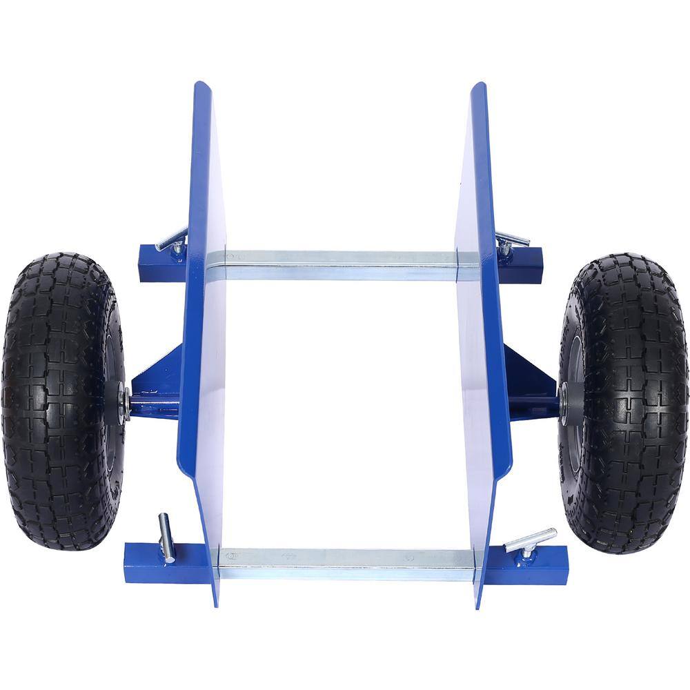 10 in. Blue Lumber Transfer Panel Handbarrow Dolly with Pneumatic Wheels and 600 lb. Load Capacity