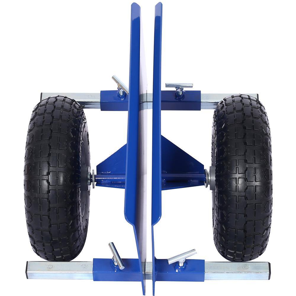 10 in. Blue Lumber Transfer Panel Handbarrow Dolly with Pneumatic Wheels and 600 lb. Load Capacity