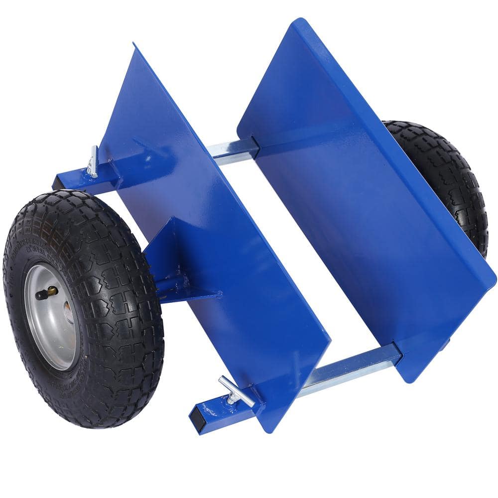 10 in. Blue Lumber Transfer Panel Handbarrow Dolly with Pneumatic Wheels and 600 lb. Load Capacity