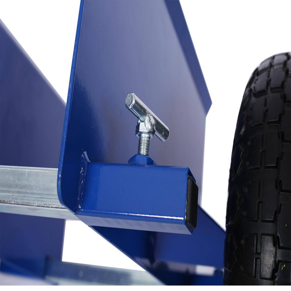 10 in. Blue Lumber Transfer Panel Handbarrow Dolly with Pneumatic Wheels and 600 lb. Load Capacity