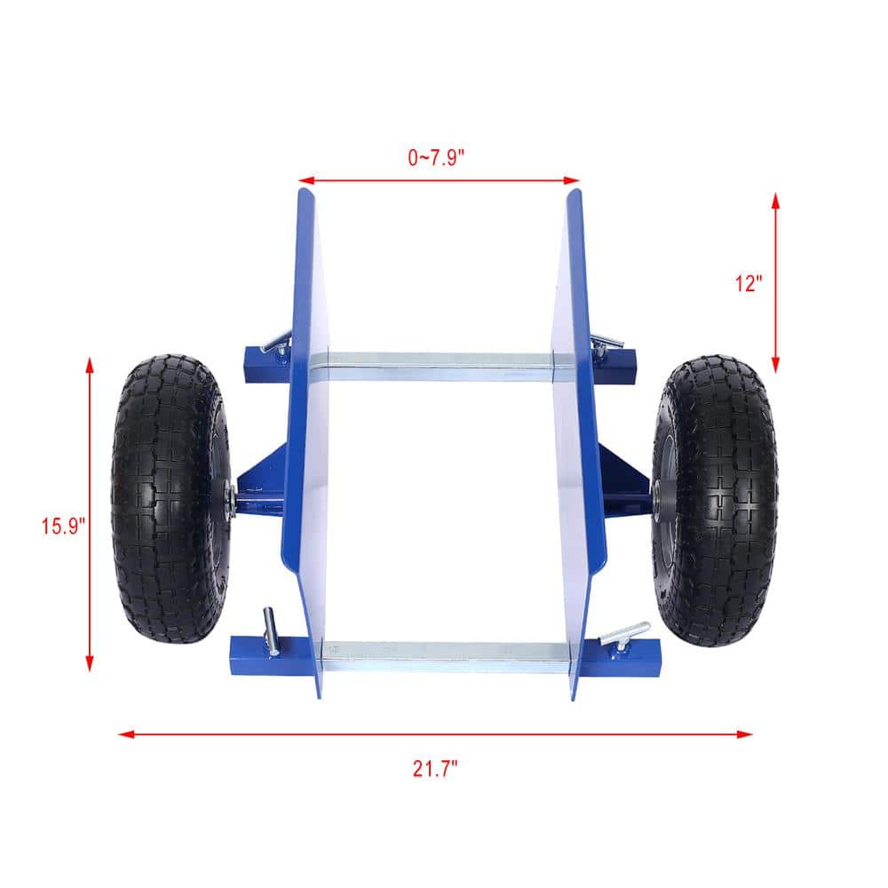 10 in. Blue Lumber Transfer Panel Handbarrow Dolly with Pneumatic Wheels and 600 lb. Load Capacity