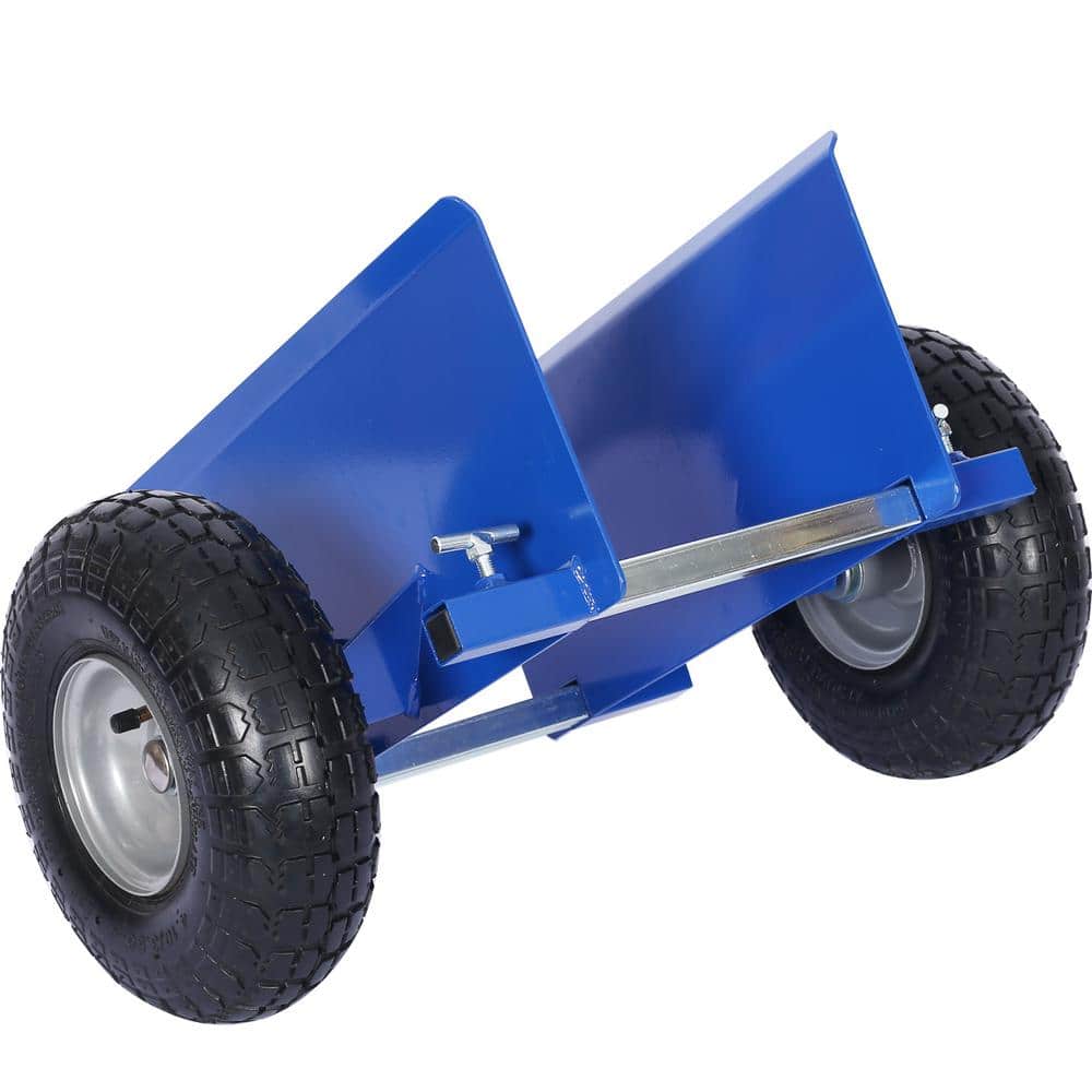10 in. Blue Lumber Transfer Panel Handbarrow Dolly with Pneumatic Wheels and 600 lb. Load Capacity