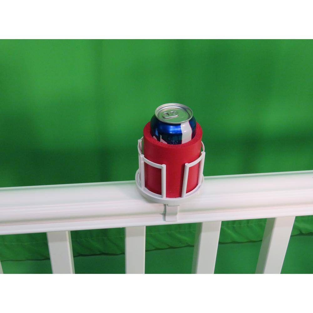 4.25 in. x 5 in. White Plastic Deck Railing Beverage Holder
