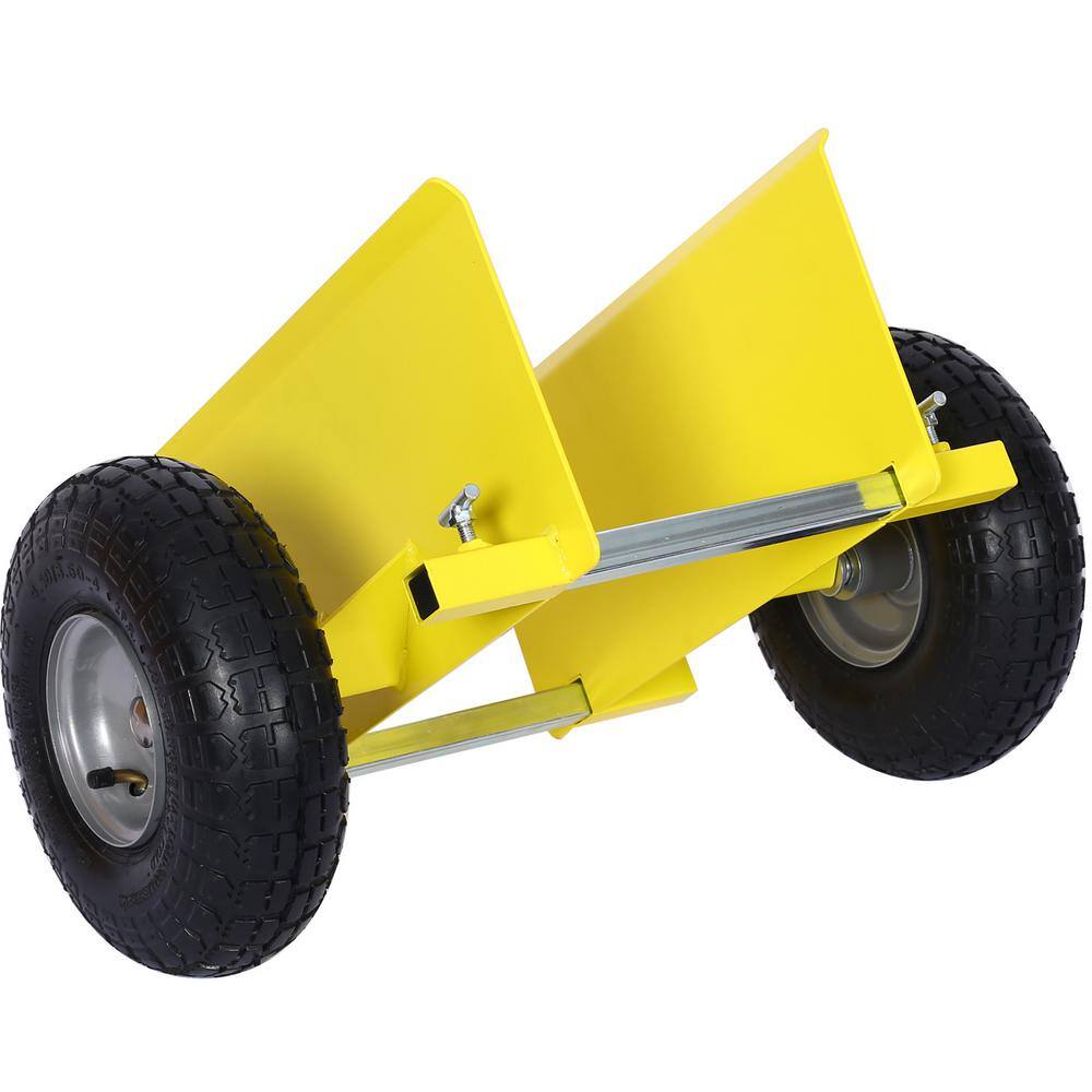 Yellow Panel Dolly Lumber Transfer with Pneumatic Wheels and 600 lbs. Load Capacity