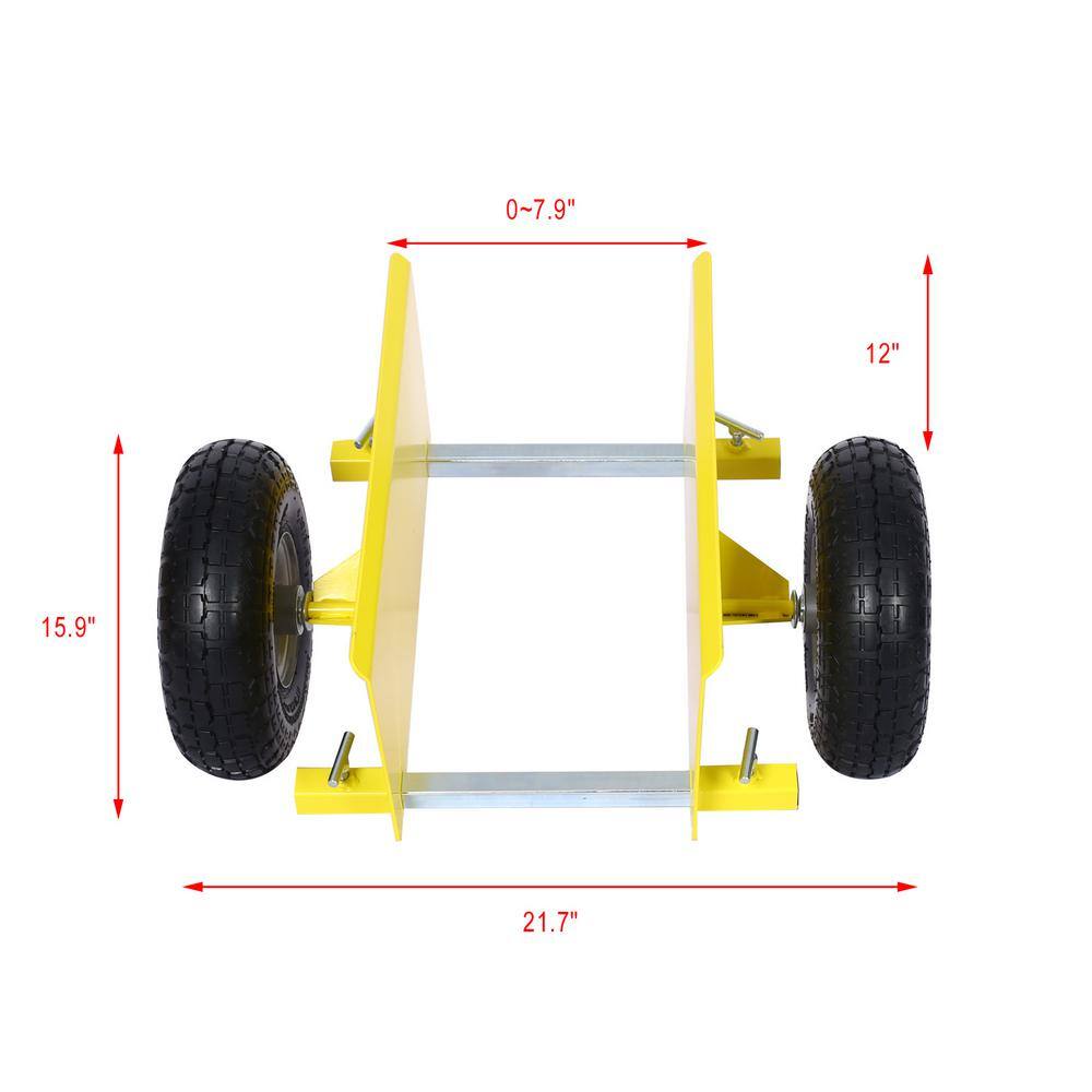 Yellow Panel Dolly Lumber Transfer with Pneumatic Wheels and 600 lbs. Load Capacity