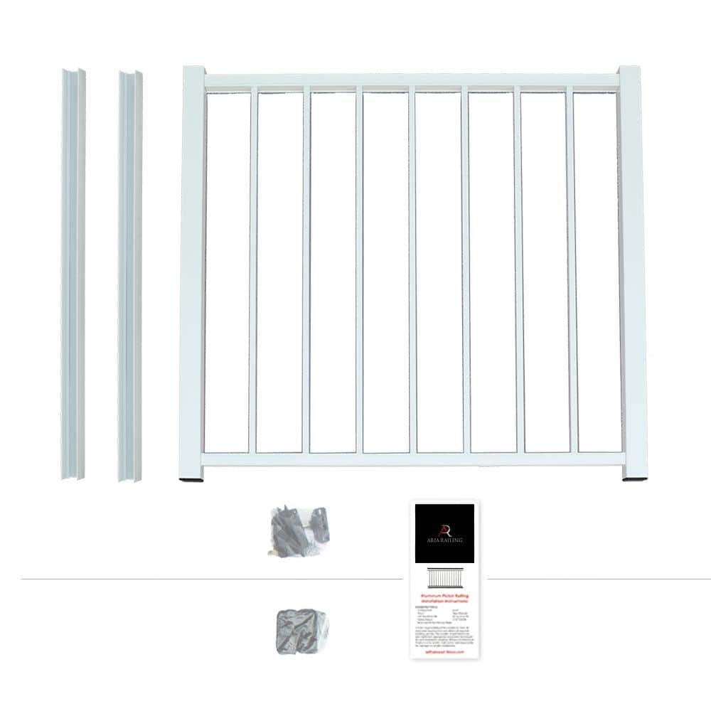 40 in. x 36 in. White Powder Coated Aluminum Preassembled Deck Gate Kit