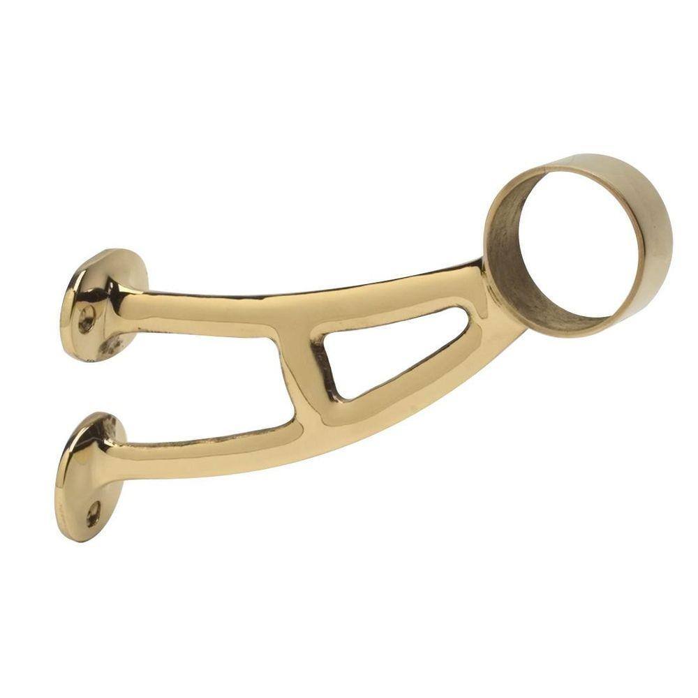 Polished Brass Bar Foot Rail Mount Bracket for 2 in. Outside Diameter Tubing