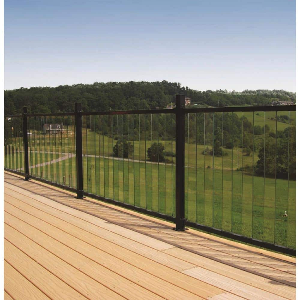 Al13 Home Pure View 6 ft. W x 1.3 in. H Black Sand Stair Rail for Glass Panel (Pair)