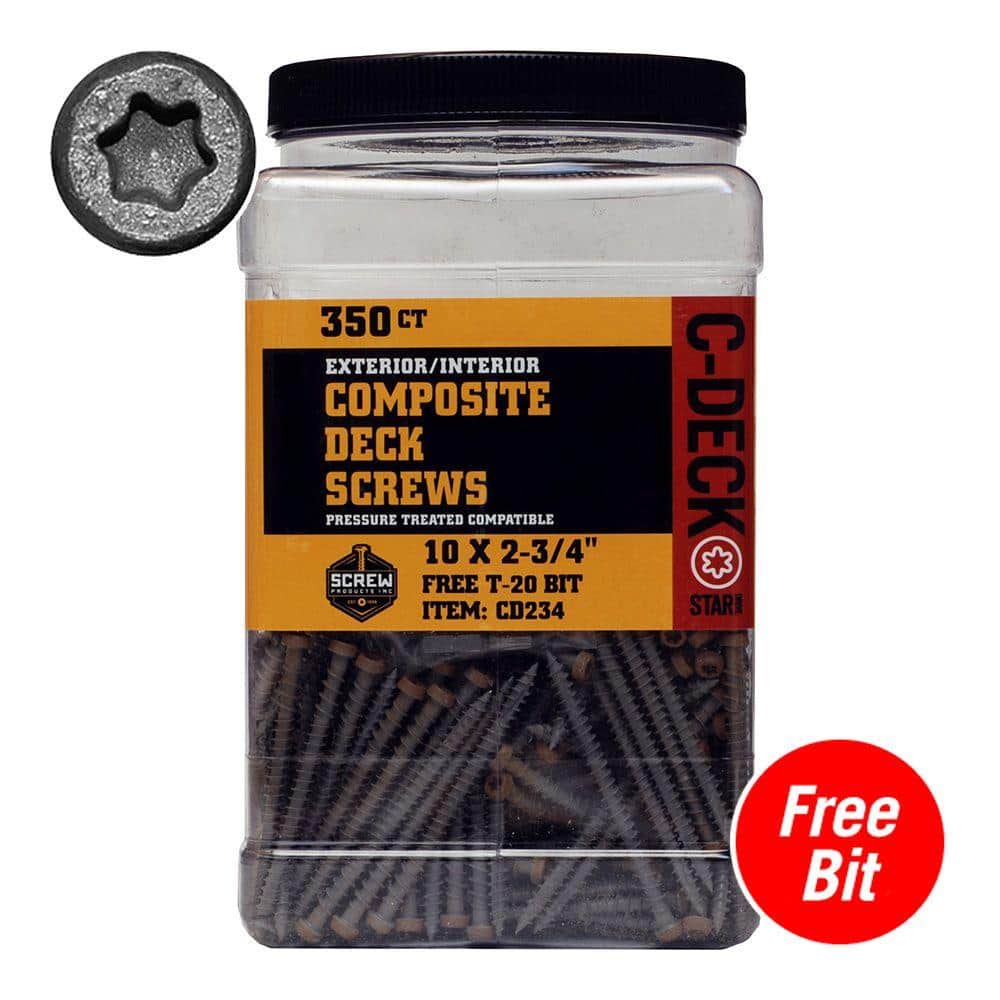 DeckLok #10 x 2-3/4 in. Star Drive Self-Countersinking Flat Head ACQ Compatible Fire Pit Composite Deck Screws (350 per Pack)