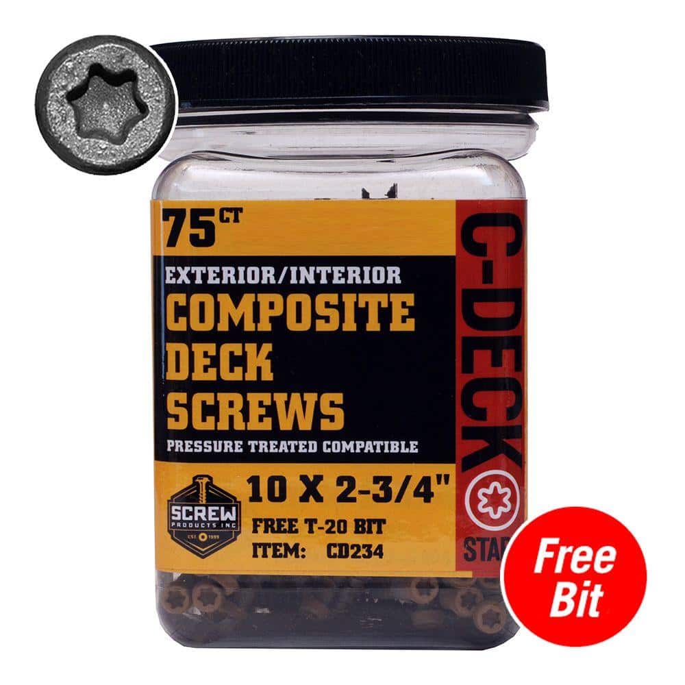 DeckLok #10 x 2-3/4 in. Star Drive Self-Countersinking Flat Head ACQ Compatible Fire Pit Composite Deck Screws (75 per Pack)