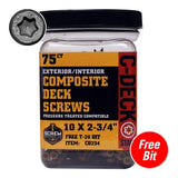 DeckLok #10 x 2-3/4 in. Star Drive Self-Countersinking Flat Head ACQ Compatible Walnut Composite Deck Screws (75 per Pack)