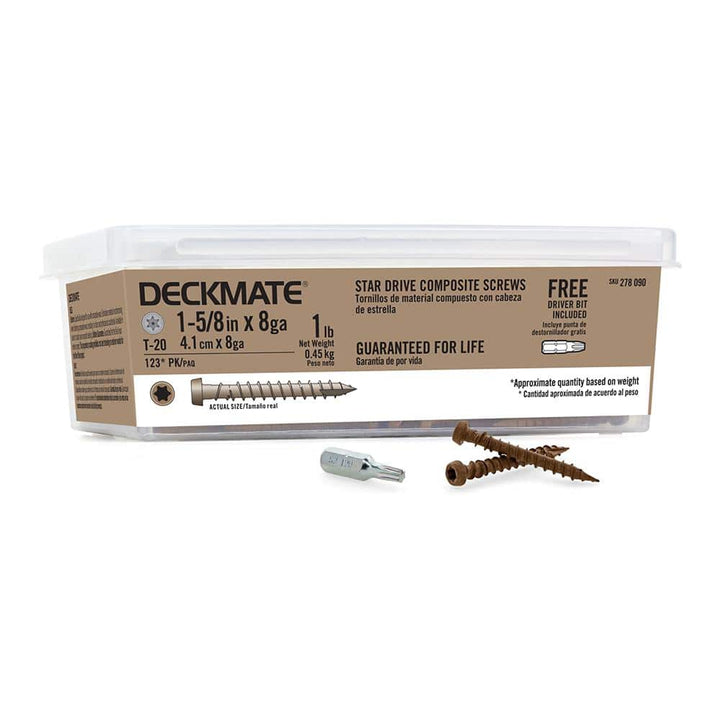 DECKMATE 8 1-5/8 in. Brown Star Pan-Head Composite Deck Screws 1 lbs. Box (147-Piece)
