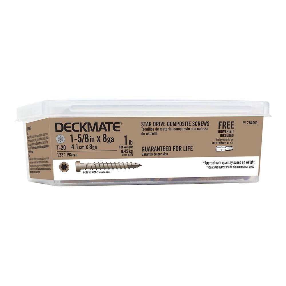 DECKMATE 8 1-5/8 in. Brown Star Pan-Head Composite Deck Screws 1 lbs. Box (147-Piece)