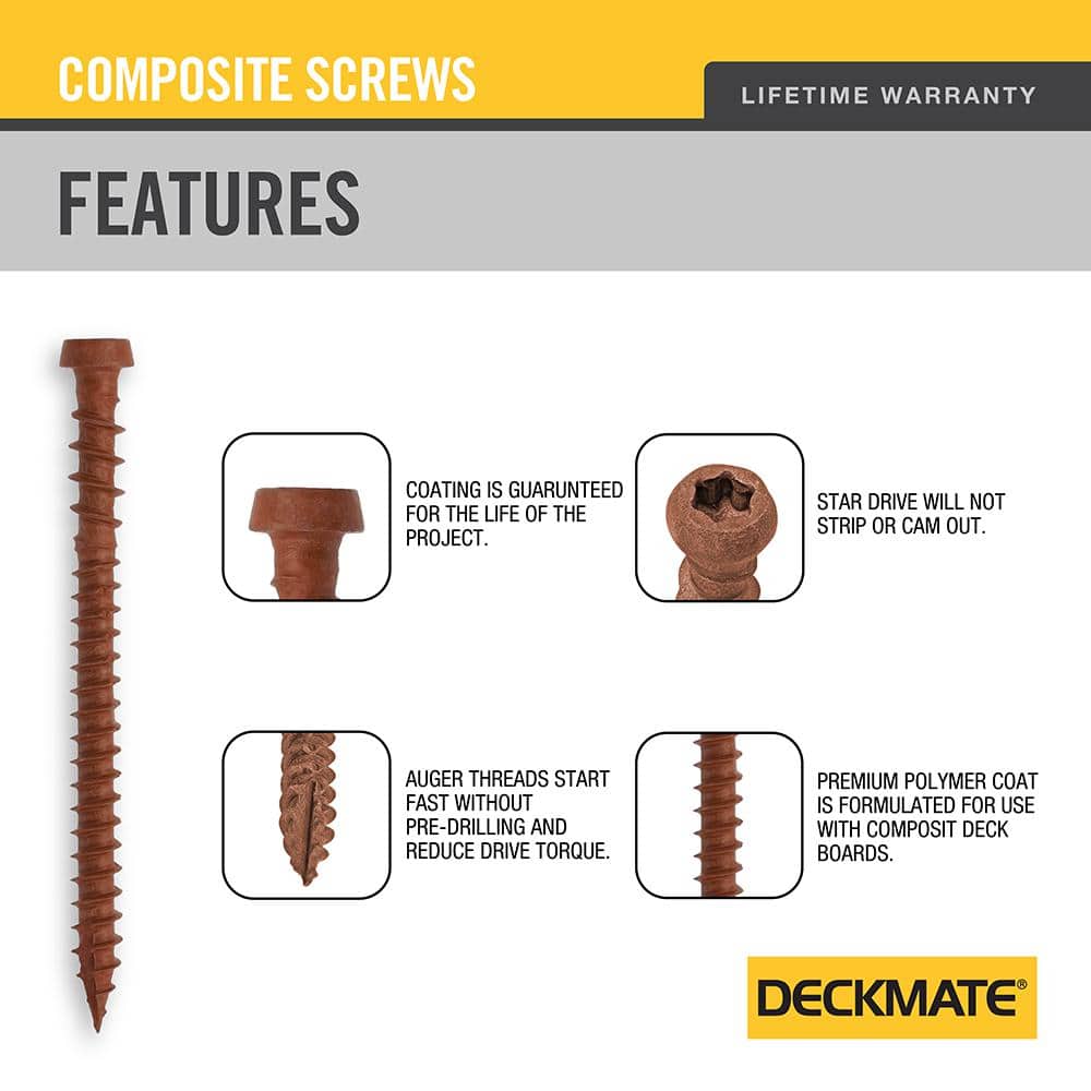 DECKMATE 10 x 3 in. Red Star Pan-Head Composite Deck Screws 5 lbs.-Box (310-Piece)