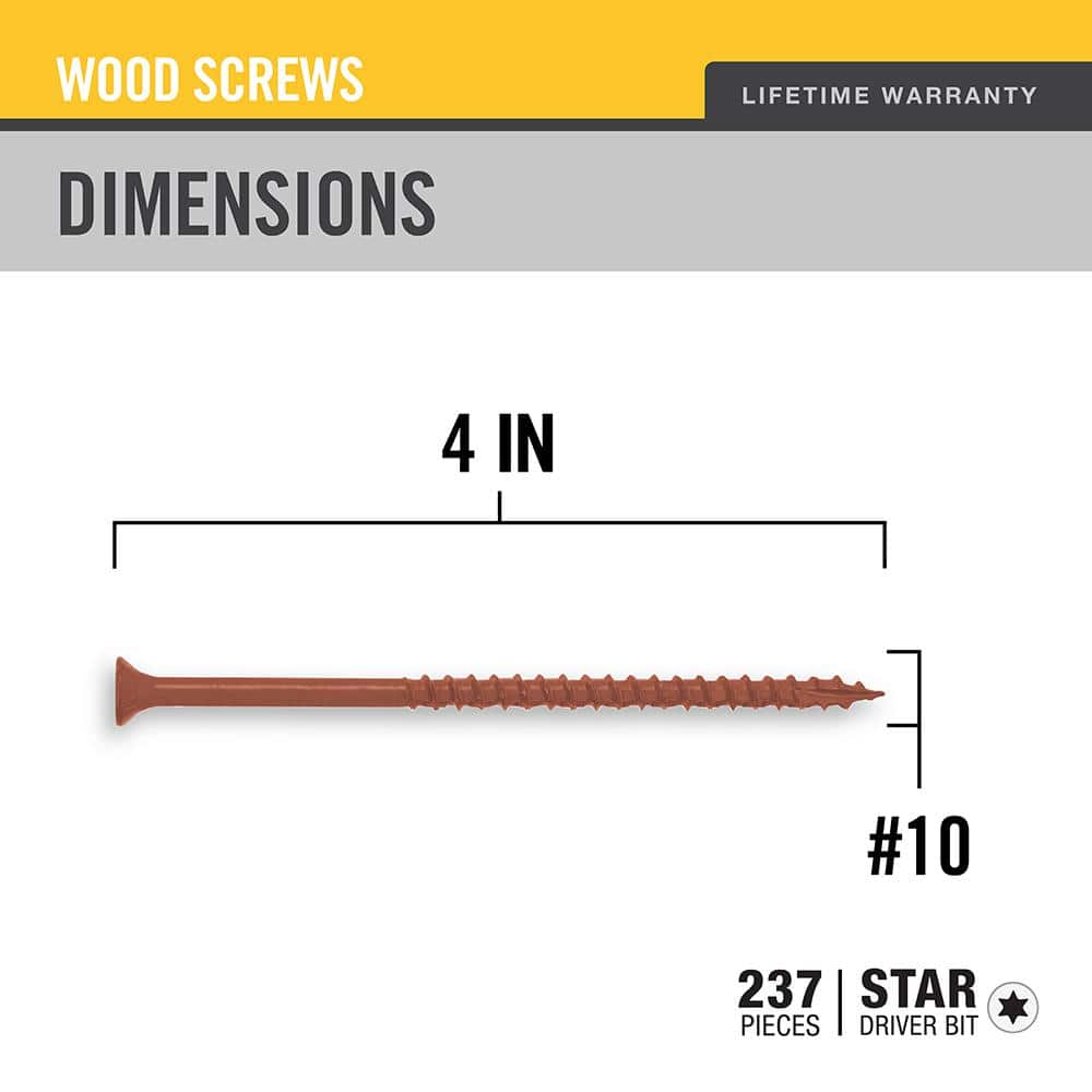 DECKMATE #10 4 in. Red Flat-Head Square Drive Deck Screw Exterior Self-Starting 5 lbs. Box (435-Piece)