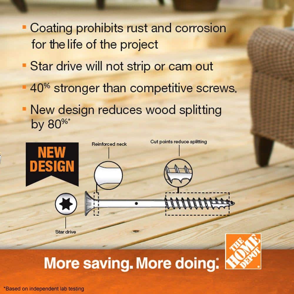 DECKMATE #10 4 in. Red Flat-Head Square Drive Deck Screw Exterior Self-Starting 5 lbs. Box (435-Piece)