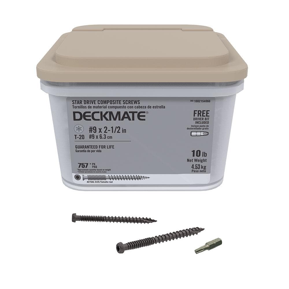 DECKMATE #9 x 2-1/2 in. Gray Star-Drive Pan-Head Coarse Composite Deck Screw 10 lbs. box (729 pcs)