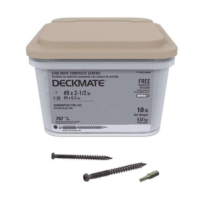 DECKMATE #9 x 2-1/2 in. Gray Star-Drive Pan-Head Coarse Composite Deck Screw 10 lbs. box (729 pcs)