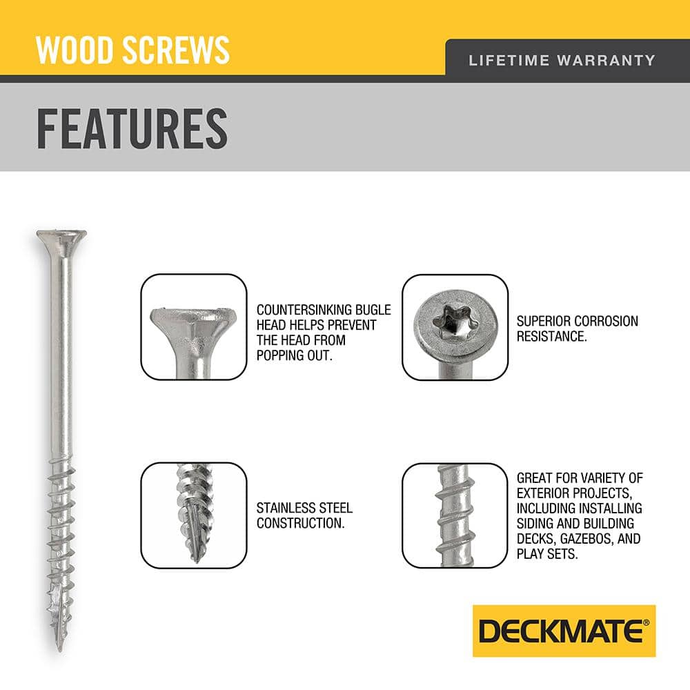 DECKMATE #10 x 3 in. Torx Flat-Head 305 Stainless Steel Wood Deck Screws 5 lb.-Box (314-Piece)