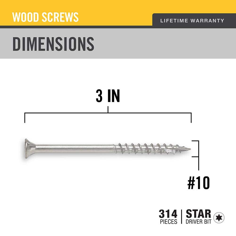 DECKMATE #10 x 3 in. Torx Flat-Head 305 Stainless Steel Wood Deck Screws 5 lb.-Box (314-Piece)