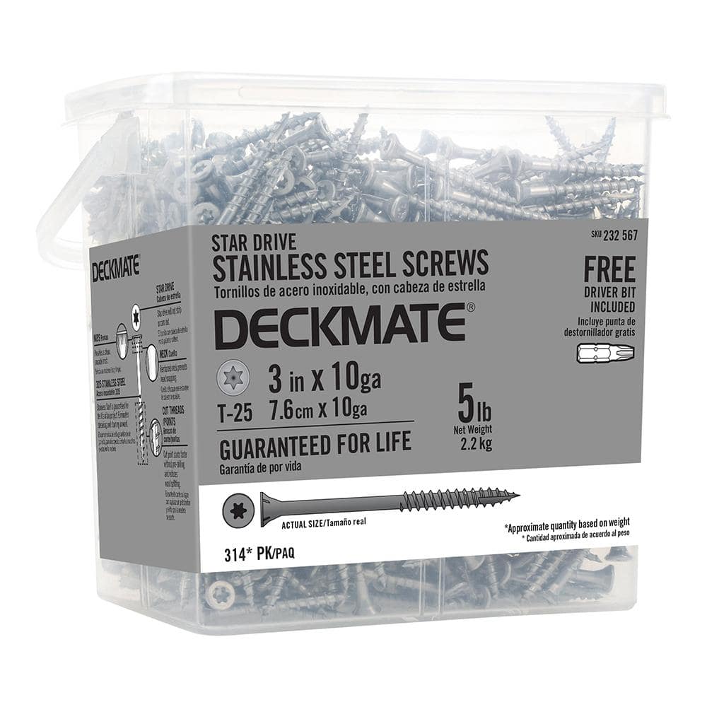 DECKMATE #10 x 3 in. Torx Flat-Head 305 Stainless Steel Wood Deck Screws 5 lb.-Box (314-Piece)