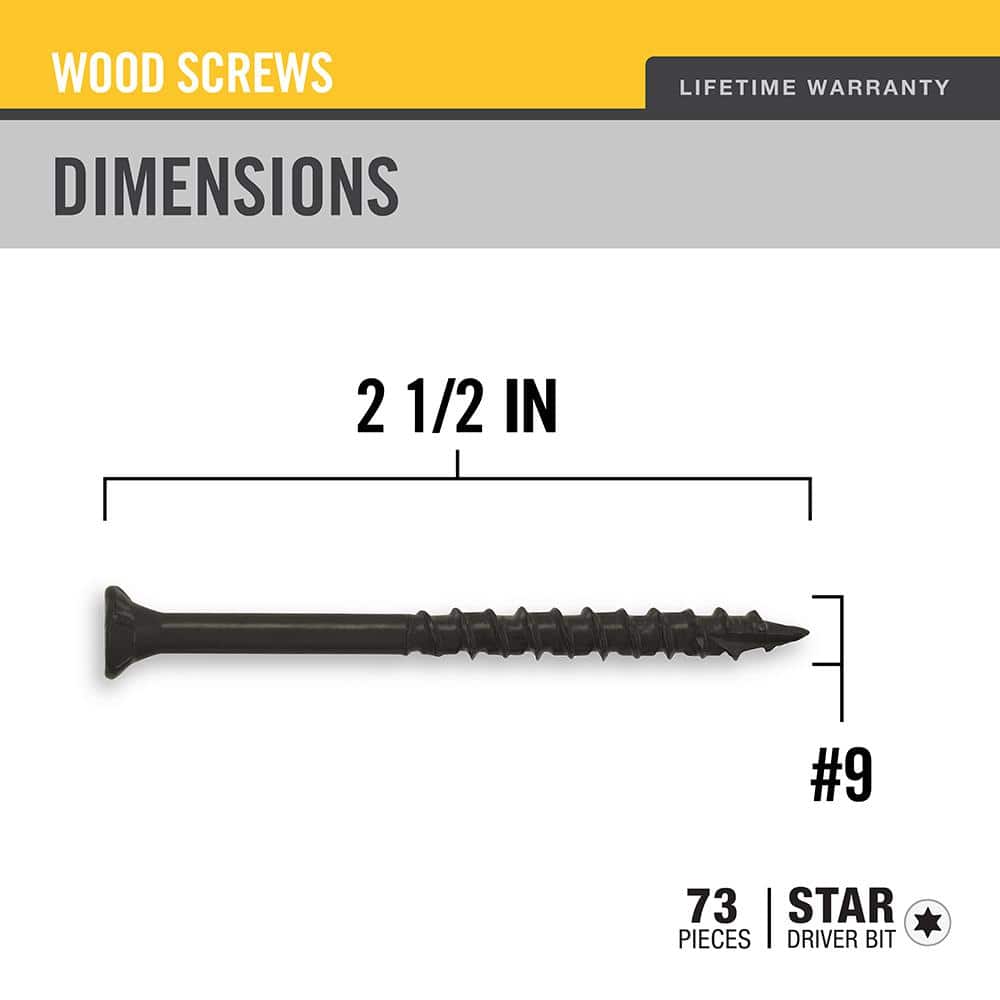 DECKMATE #9 2-1/2 in. Black Exterior Self-Starting Star Drive Flat-Head Deck Screw 1 lb.-Box (87-Piece)