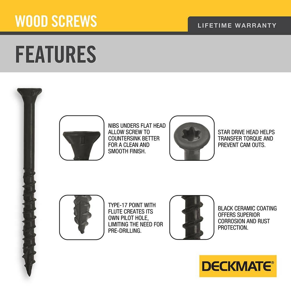 DECKMATE #9 2-1/2 in. Black Exterior Self-Starting Star Drive Flat-Head Deck Screw 5 lbs.-Box (435-Piece)