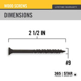 DECKMATE #9 2-1/2 in. Black Exterior Self-Starting Star Drive Flat-Head Deck Screw 5 lbs.-Box (435-Piece)