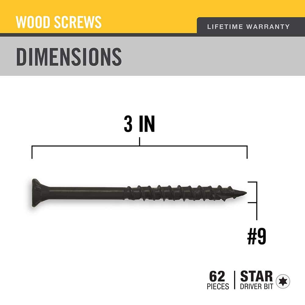 DECKMATE #9 x 3 in. Black Exterior Self-Starting Star Drive Flat Head Deck Screw 1 lb.-Box (73-Piece)