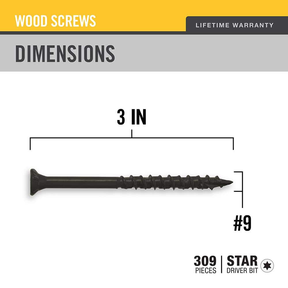 DECKMATE #9 3 in. Black Exterior Self-Starting Star Drive Flat-Head Deck Screw 5 lbs.-Box (365-Piece)