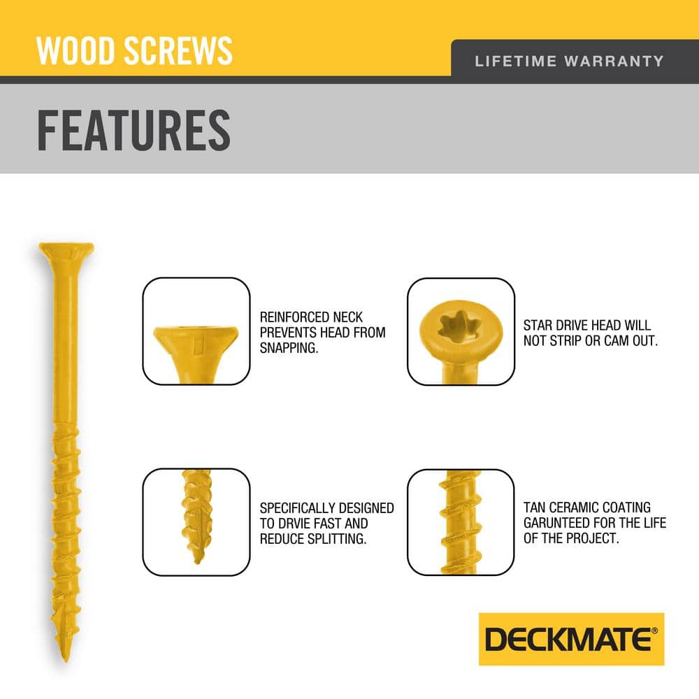 DECKMATE #9 x 3 in. Tan Star Flat-Head Wood Deck Screw 1 lb.-Box (73-Piece)